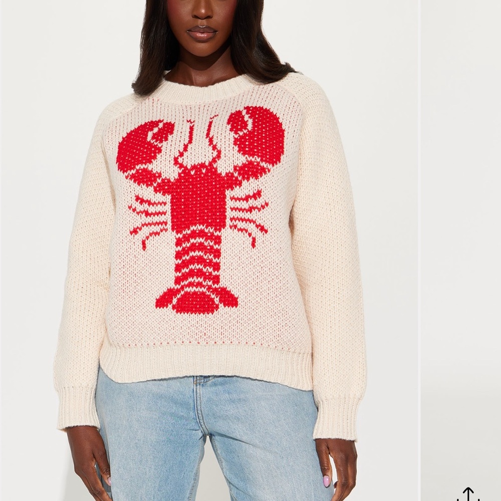Lobster Sweater - Cream and Red WORN ONCE